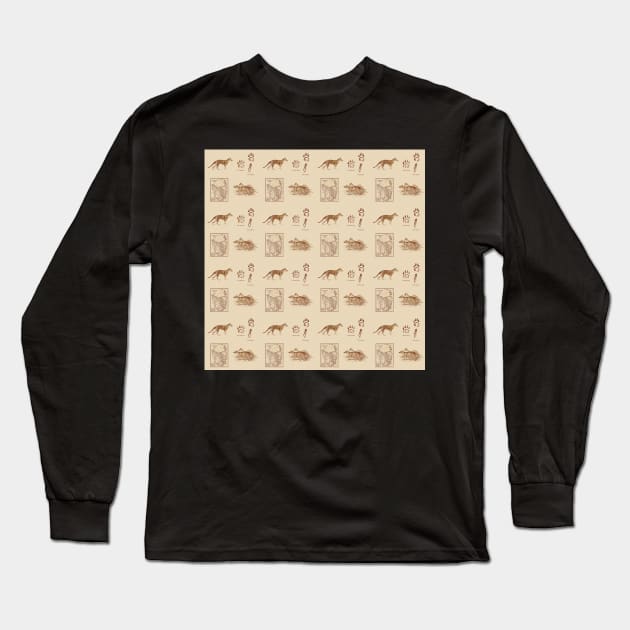 Tasmanian Tiger Old Pattern Long Sleeve T-Shirt by PurpleMoose